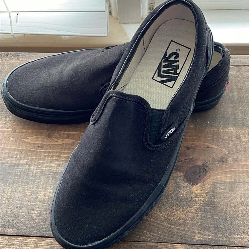 Solid Black Slip On Vans